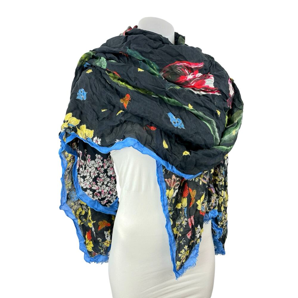 Zadig & Voltaire Maxy Signature Skull Multicolor Floral Blanket Scarf Stole OS